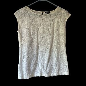 Whimsical fairy Women's Lace Blouse - Cream, floral darted layering size small